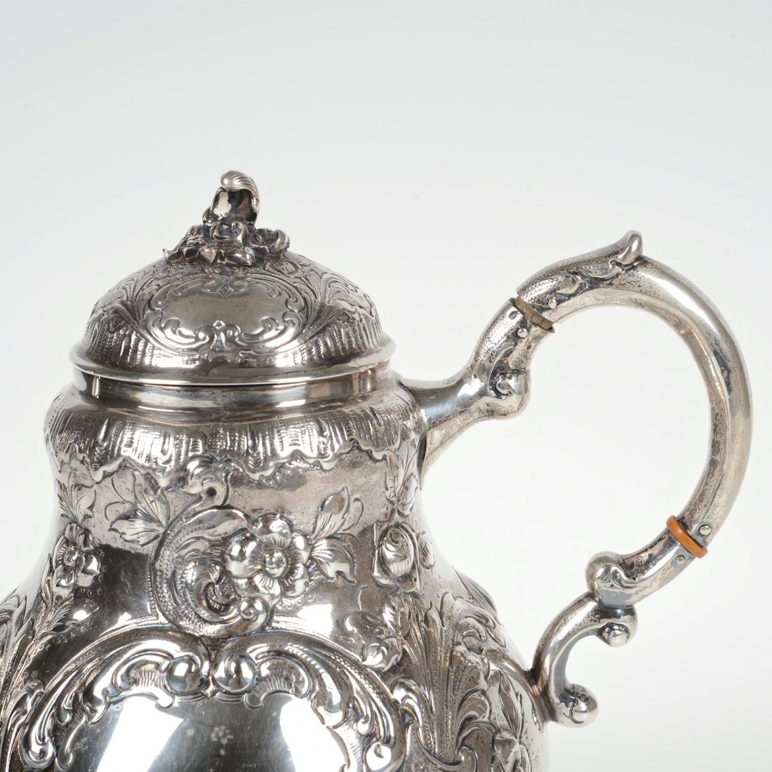 Antique American sterling silver 925 floral repousse teapot heavy 965